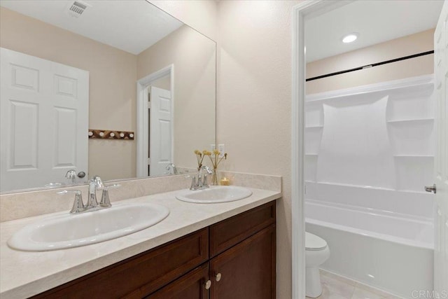 1514 Crown Ln Unit 1, Chula Vista, CA 91915 - bathroom with double vanity, shower / bathtub combination, and tile patterned floors