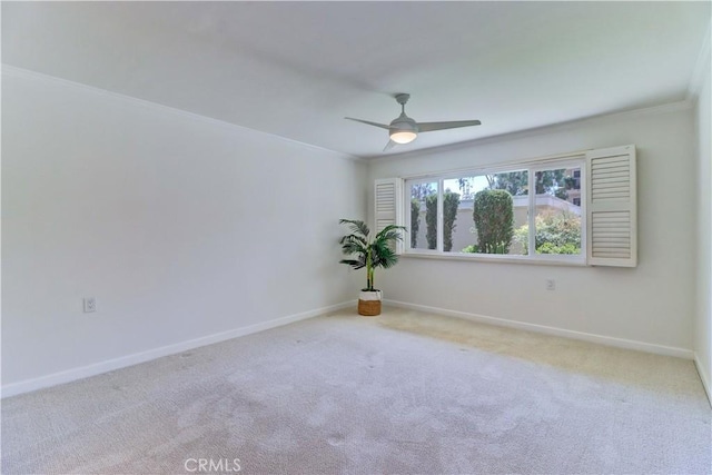 3364 Punta Alta Unit 1E, Laguna Woods, CA 92637 - unfurnished room featuring carpet floors, ceiling fan, baseboards, and ornamental molding