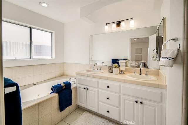 2401 Vanderbilt Ln Unit B, Redondo Beach, CA 90278 - ensuite bathroom with tile patterned flooring, a bath, and double vanity