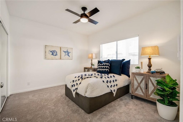 2401 Vanderbilt Ln Unit B, Redondo Beach, CA 90278 - carpeted bedroom featuring baseboards, a closet, and ceiling fan