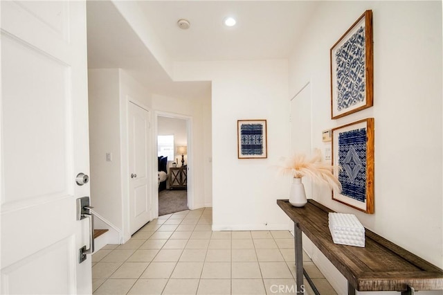 2401 Vanderbilt Ln Unit B, Redondo Beach, CA 90278 - entryway featuring baseboards, light tile patterned floors, and recessed lighting
