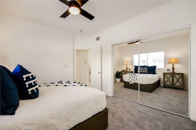 2401 Vanderbilt Ln Unit B, Redondo Beach, CA 90278 - bedroom featuring carpet floors, a closet, and ceiling fan