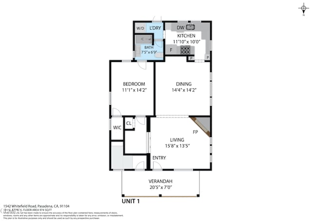1540 Whitefield Rd, Pasadena, CA 91104 - floor plan / room layout