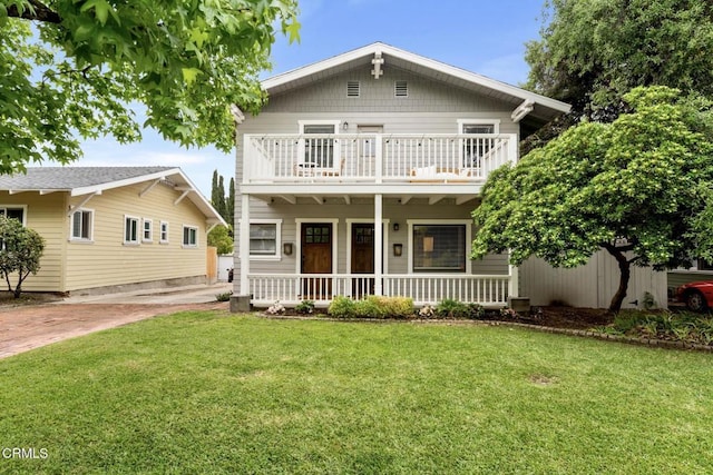 1540 Whitefield Rd, Pasadena, CA 91104 - view of front of home with a balcony, covered porch, and a front yard