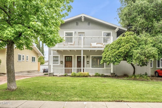 1540 Whitefield Rd, Pasadena, CA 91104 - view of front of home featuring a porch, a balcony, and a front lawn