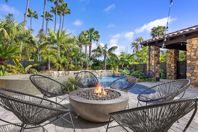 1240 Berryman Cyn, Encinitas, CA 92024 - view of patio with a fire pit and fence