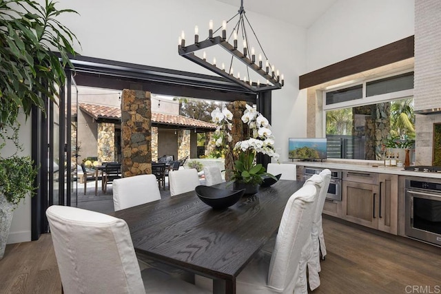 1240 Berryman Cyn, Encinitas, CA 92024 - dining room featuring wood finished floors and a high ceiling