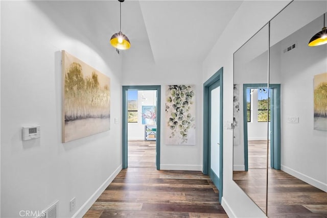 791 Cypress Rd, Lake Arrowhead, CA 92321 - hallway featuring dark wood-type flooring and baseboards