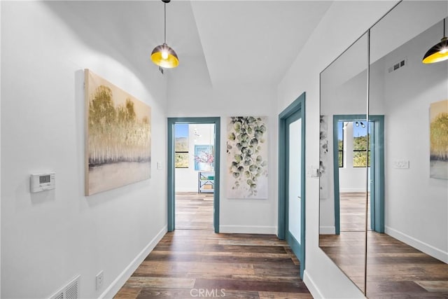 791 Cypress Rd, Cedar Glen, CA 92321 - hall featuring dark wood-style flooring and baseboards