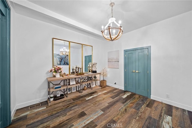 791 Cypress Rd, Cedar Glen, CA 92321 - entryway with a chandelier and wood finished floors
