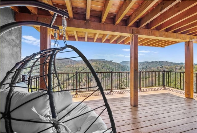 791 Cypress Rd, Lake Arrowhead, CA 92321 - wooden deck featuring a mountain view