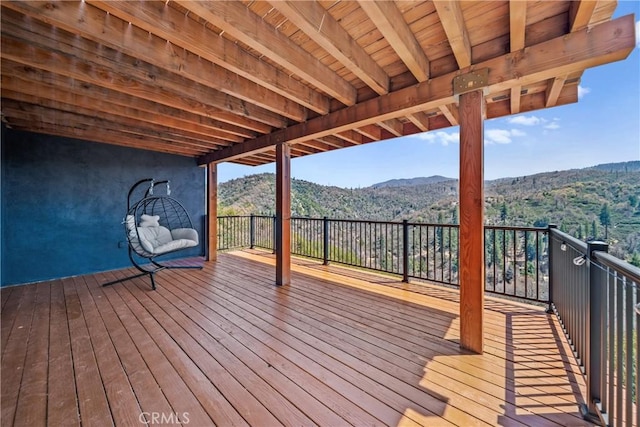 791 Cypress Rd, Lake Arrowhead, CA 92321 - wooden terrace featuring a mountain view
