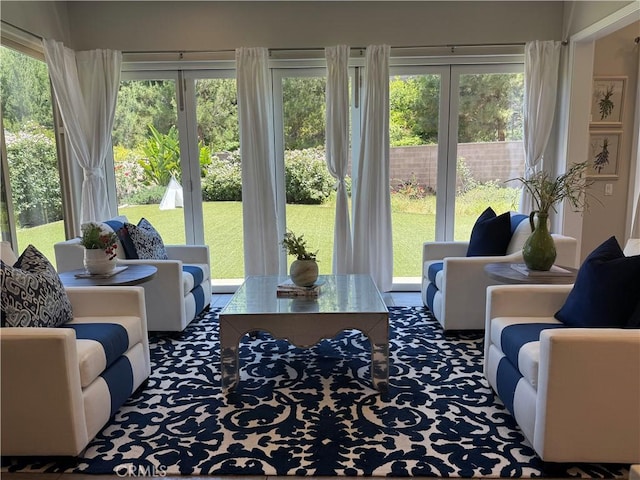sunroom featuring french doors