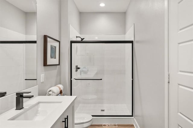 6533 Canyon Oaks Dr, Simi Valley, CA 93063 - full bathroom featuring toilet, a shower stall, and vanity