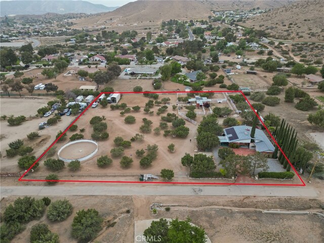 32923 Tindall Ave, Acton, CA 93510 - aerial overview of property's location featuring property boundaries highlighted and a mountain backdrop