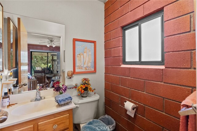 32923 Tindall Ave, Acton, CA 93510 - half bathroom with toilet, vanity, and ceiling fan