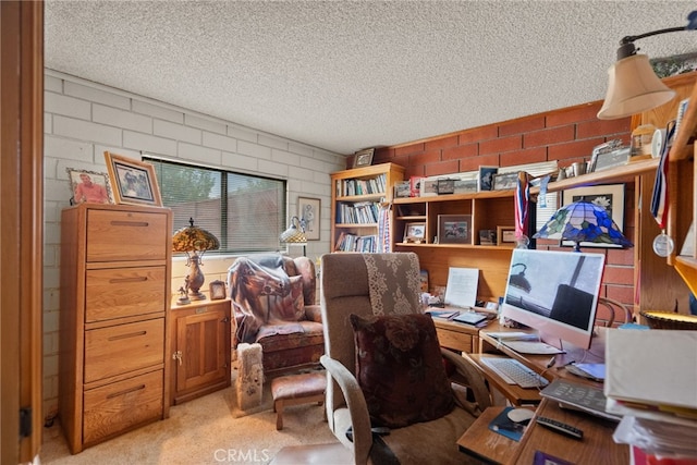 32923 Tindall Ave, Acton, CA 93510 - office featuring concrete block wall, a textured ceiling, and light colored carpet