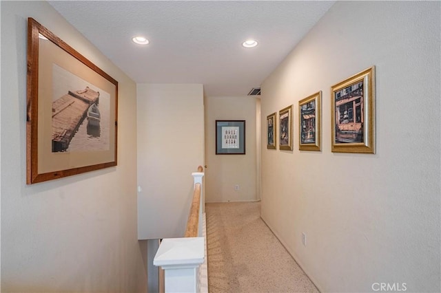 15108 Lighthouse Ln, Lake Elsinore, CA 92530 - hallway featuring an upstairs landing, recessed lighting, and carpet flooring