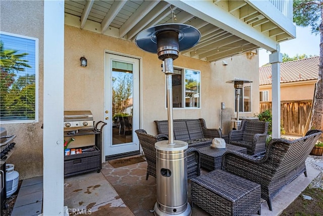 15108 Lighthouse Ln, Lake Elsinore, CA 92530 - view of patio with an outdoor hangout area and fence