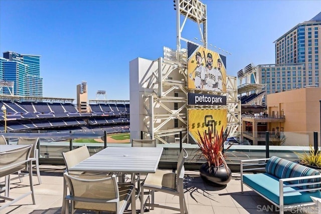 view of patio / terrace with a city view
