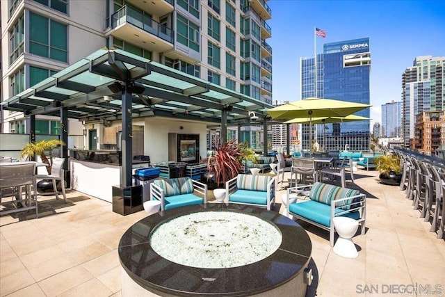 view of patio featuring a view of city