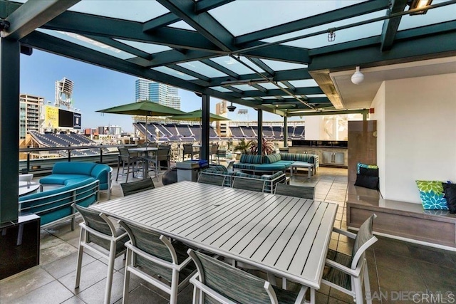 view of patio featuring an outdoor hangout area and outdoor dining space