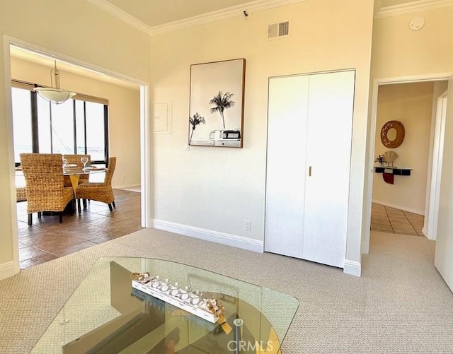 1310 E Ocean Blvd E Unit 1001, Long Beach, CA 90802 - living area with crown molding, tile patterned flooring, and baseboards