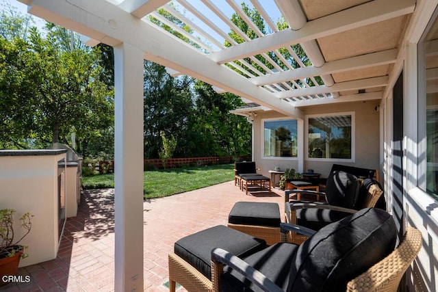 view of patio / terrace featuring a pergola