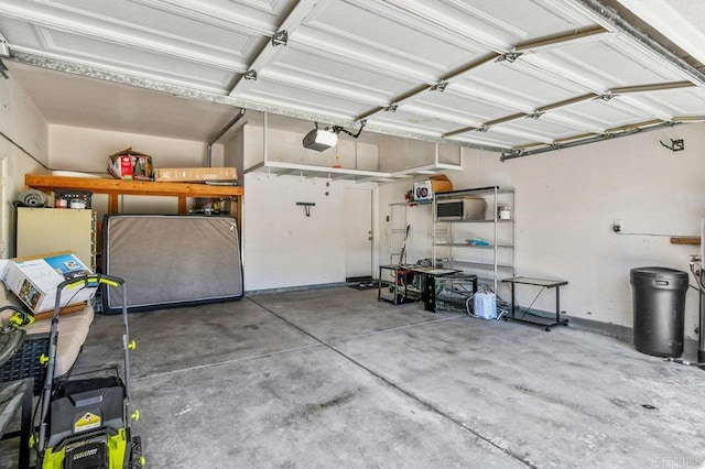 garage with a garage door opener