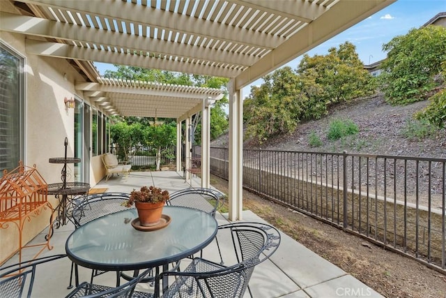 24247 Songsparrow Ln, Corona, CA 92883 - view of patio with a fenced backyard, a pergola, and outdoor dining area