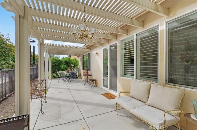 24247 Songsparrow Ln, Corona, CA 92883 - view of patio / terrace featuring a pergola, fence, outdoor lounge area, and outdoor dining area
