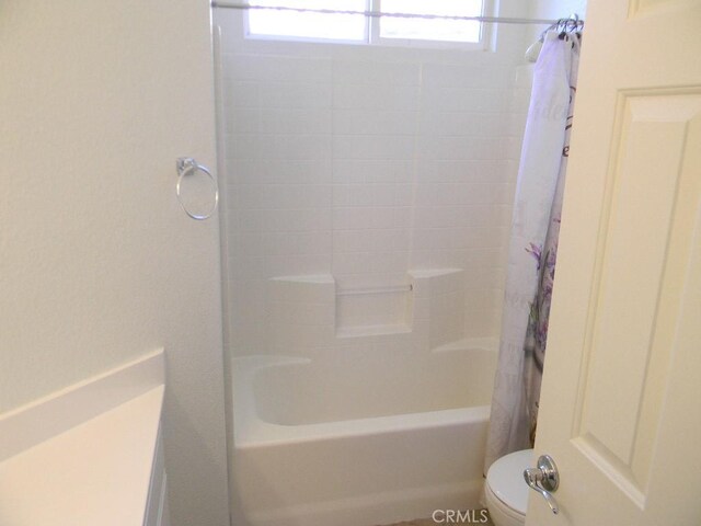 613 Big Spring Dr, Banning, CA 92220 - full bath with toilet and shower / tub combo with curtain