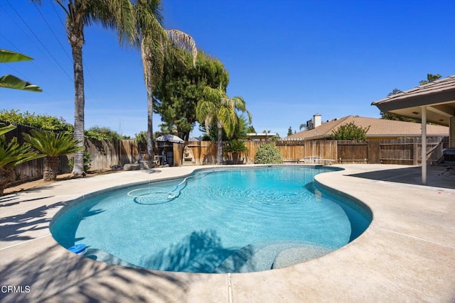 view of swimming pool with a patio area and a fenced backyard