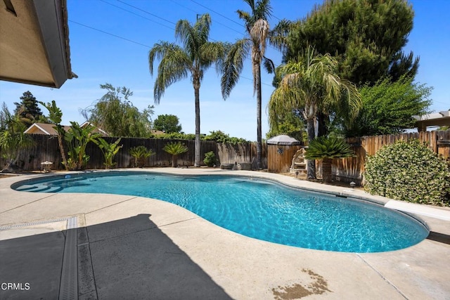 view of pool with a patio and a fenced backyard