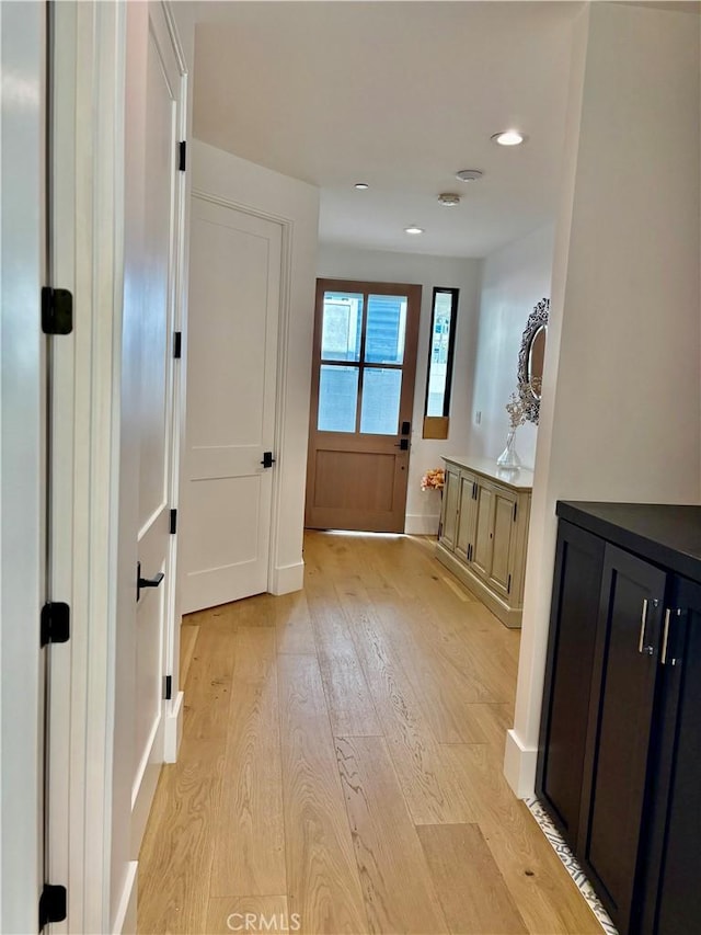 2621 Gates Ave Unit B, Redondo Beach, CA 90278 - hallway with light wood-style floors, baseboards, and recessed lighting