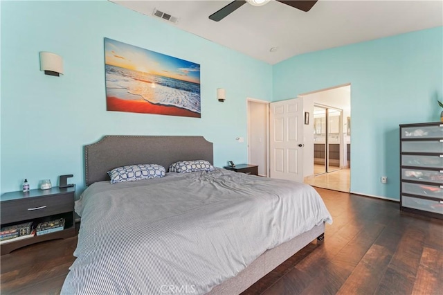 8489 Syracuse St, Riverside, CA 92508 - bedroom featuring wood finished floors, connected bathroom, and ceiling fan