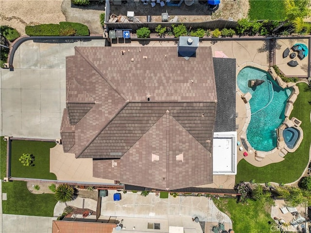 bird's eye view of a pool