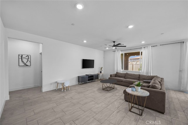 62892 Loftwood St, Desert Hot Springs, CA 92240 - living area with ceiling fan, recessed lighting, and baseboards