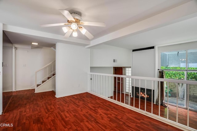 4213 Sarah St Unit 22, Burbank, CA 91505 - spare room with wood finished floors, a ceiling fan, stairway, and baseboards