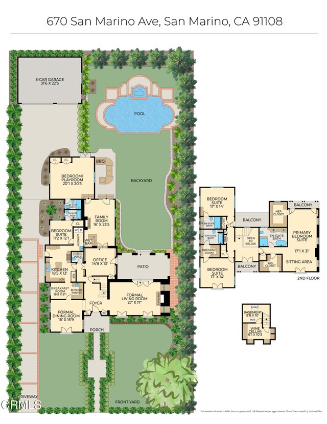 670 San Marino Ave, San Marino, CA 91108 - view of floor plan / room layout
