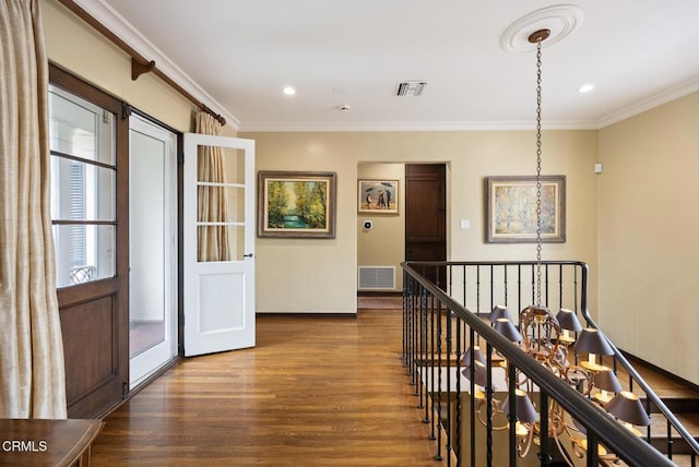 670 San Marino Ave, San Marino, CA 91108 - corridor with wood finished floors, crown molding, and recessed lighting