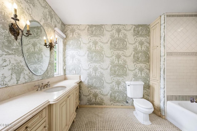 670 San Marino Ave, San Marino, CA 91108 - bathroom featuring vanity, shower / tub combination, and wallpapered walls