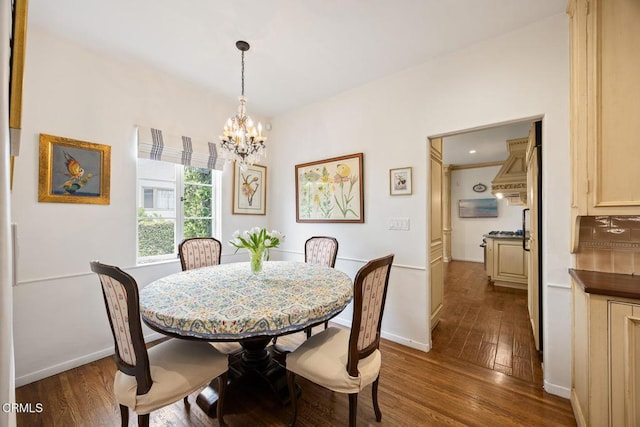 670 San Marino Ave, San Marino, CA 91108 - dining room featuring a chandelier and dark wood-style flooring