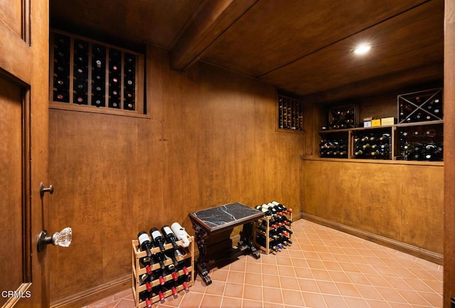 670 San Marino Ave, San Marino, CA 91108 - wine room featuring tile patterned floors and wooden walls
