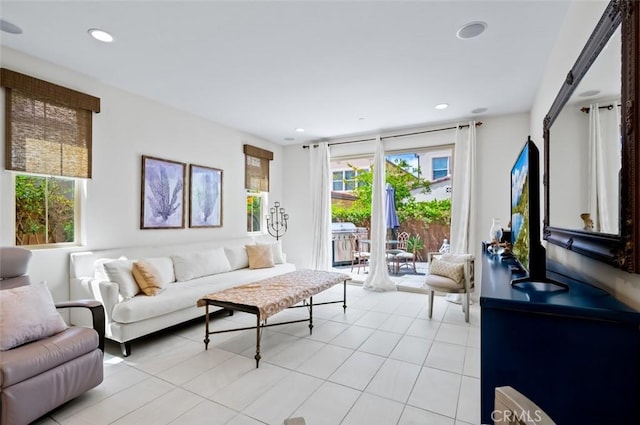 126 Brambles, Irvine, CA 92618 - living area featuring healthy amount of natural light, light tile patterned flooring, and recessed lighting