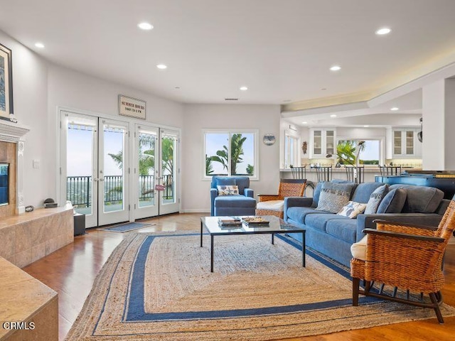 307 Artemesia Ave, Ventura, CA 93001 - living room with recessed lighting, healthy amount of natural light, wood finished floors, and french doors