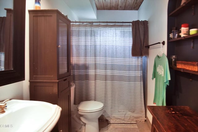 5500 Casitas Pass Rd, Ventura, CA 93001 - bathroom with a sink, toilet, and curtained shower