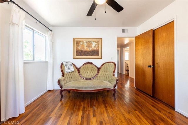 3080 State Highway 45, Glenn, CA 95943 - sitting room featuring ceiling fan, wood finished floors, and baseboards