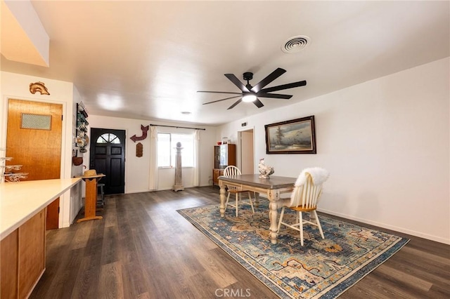 3080 State Highway 45, Glenn, CA 95943 - dining space with a ceiling fan, dark wood finished floors, and baseboards