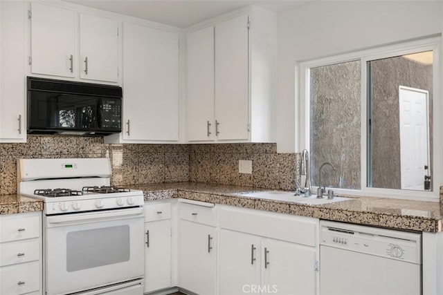 101 Briarwood Unit 3, Irvine, CA 92604 - kitchen featuring white appliances, white cabinetry, tasteful backsplash, and tile countertops